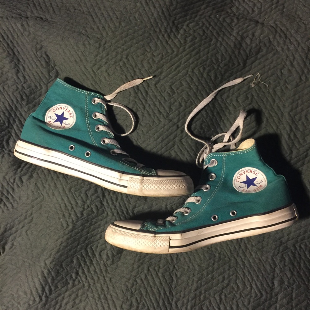 Teal Green Blue High Top Converse